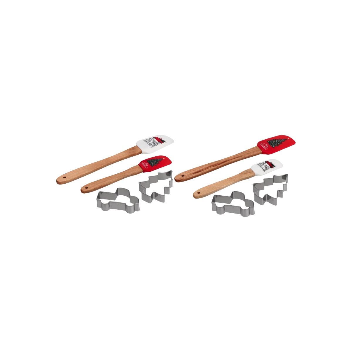 Set 4 pezzi da cucina 2 spatolae in silicone 20 cm e 2 formine tagliabiscotti 8,5 cm
