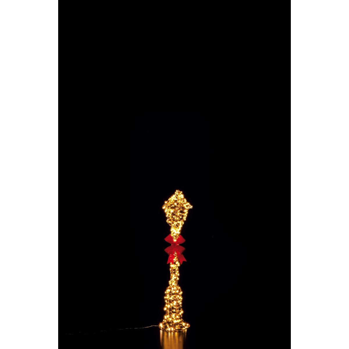 Faro in ferro e PE oro con 300 LED da interno esterno bianco luce calda 21x21x h90 cm