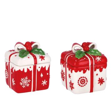 Scatola pacco dono in ceramica 10x10x h12 cm