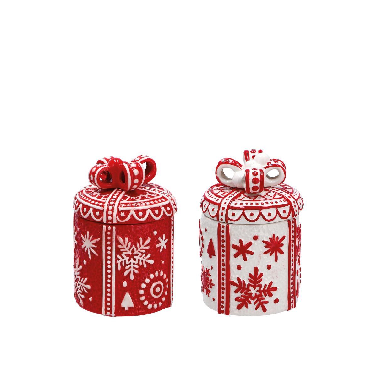 Scatola pacco dono in ceramica d10 x h15 cm