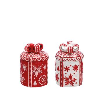 Scatola pacco dono in ceramica d10 x h15 cm
