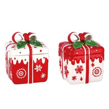 Scatola pacco dono in ceramica 14x14x h17 cm