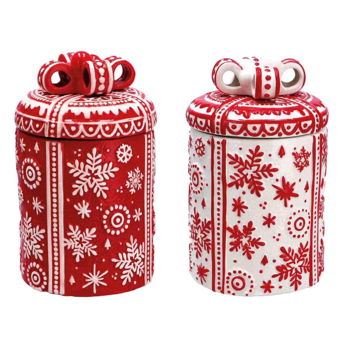 Scatola pacco dono in ceramica d14,5 x h25 cm