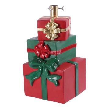 Base per albero di Natale modello pacchi dono rossi verdi e oro 29,5x28x h48 cm