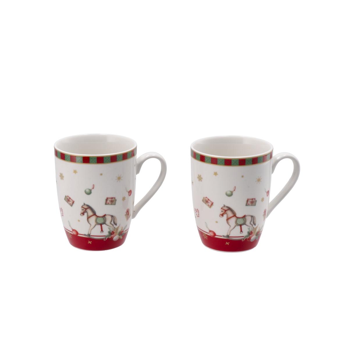 Set 2 tazze mug in porcellana New Bone China 360 ml d8 x h10,5 cm