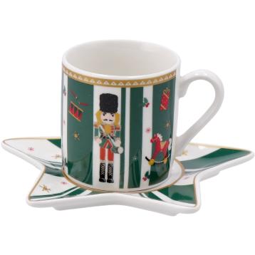Tazzina da caffè con piattino in porcellana New Bone China 90 ml d5,5 x h6 cm