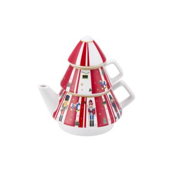 Teiera con tazza in porcellana New Bone China modello albero d12 x h17,5 cm
