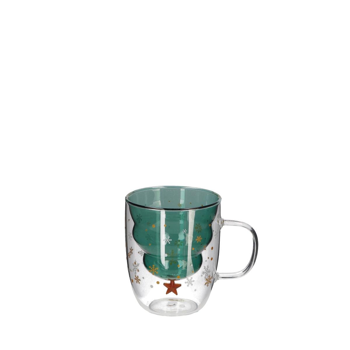 Boccale in vetro con figura natalizia in 3D 36 cl d9,5 x h12,5 cm