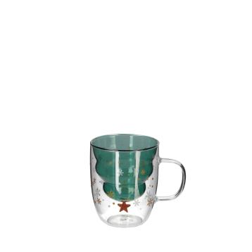 Boccale in vetro con figura natalizia in 3D 36 cl d9,5 x h12,5 cm