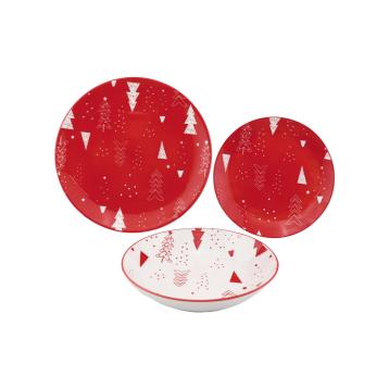 Servizio piatti natalizio in ceramica 18 pz piano d26,5 cm  fondo d20 cm frutta d20 cm