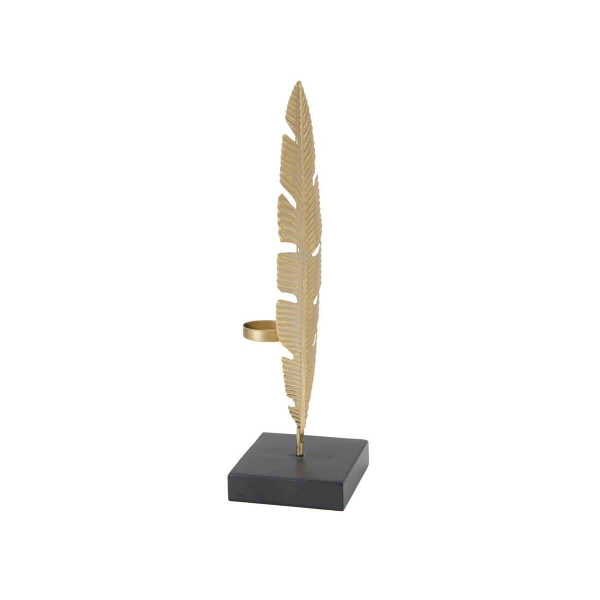 Scultura foglia c/porta candela glam cm 10x10x34 min 2