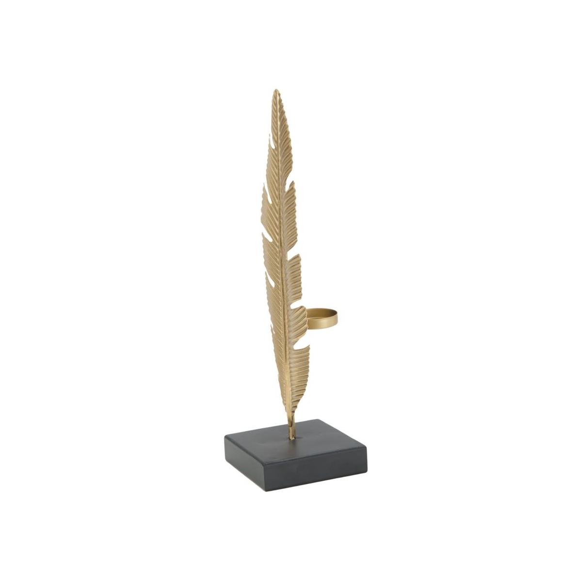 Scultura foglia c/porta candela glam cm 10x10x34 min 2