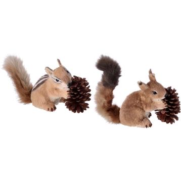 Decorazione natalizia per albero in polistirolo e tessuto modello scoiattolo 26x13x h24 cm