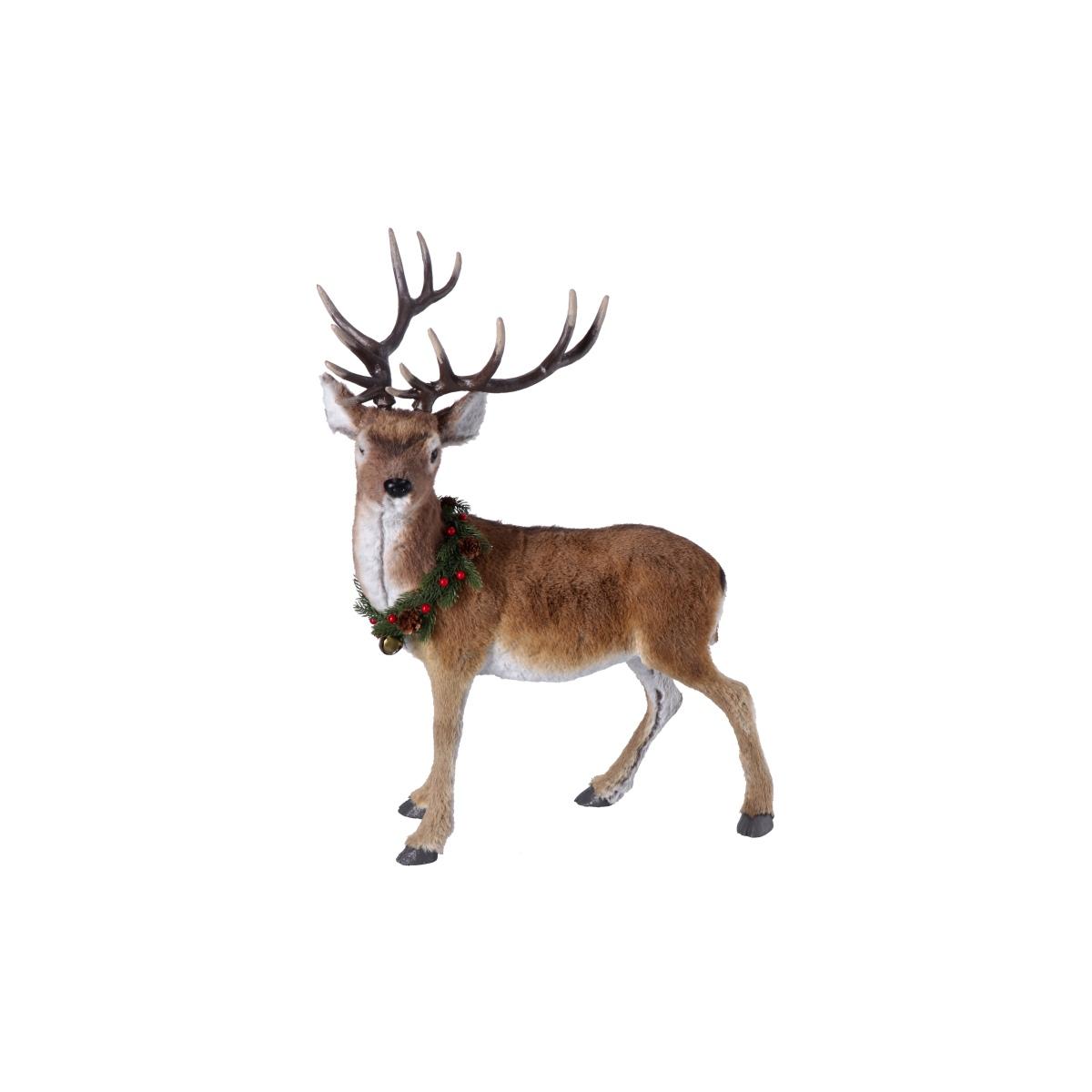 Decorazione natalizia in polistirolo e tessuto modello renna 53x31,5x h75 cm