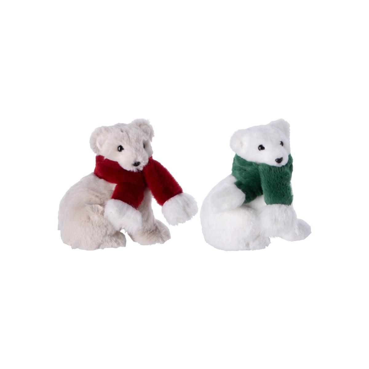 Decorazione natalizia per albero in polistirolo e tessuto modello orso 14x11x h16 cm