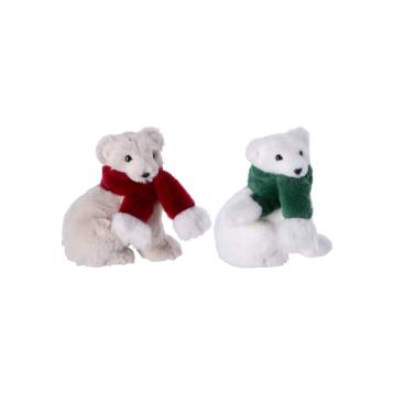 Decorazione natalizia per albero in polistirolo e tessuto modello orso 14x11x h16 cm