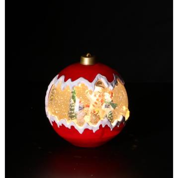 Pallina di Natale in plastica con LED e musica funzionamento a pila 3AA o tramite cavo DC - USB-C d15 x h16 cm