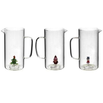 Caraffa in vetro con figura natalizia in 3D 1,2 l d10 x h20 cm