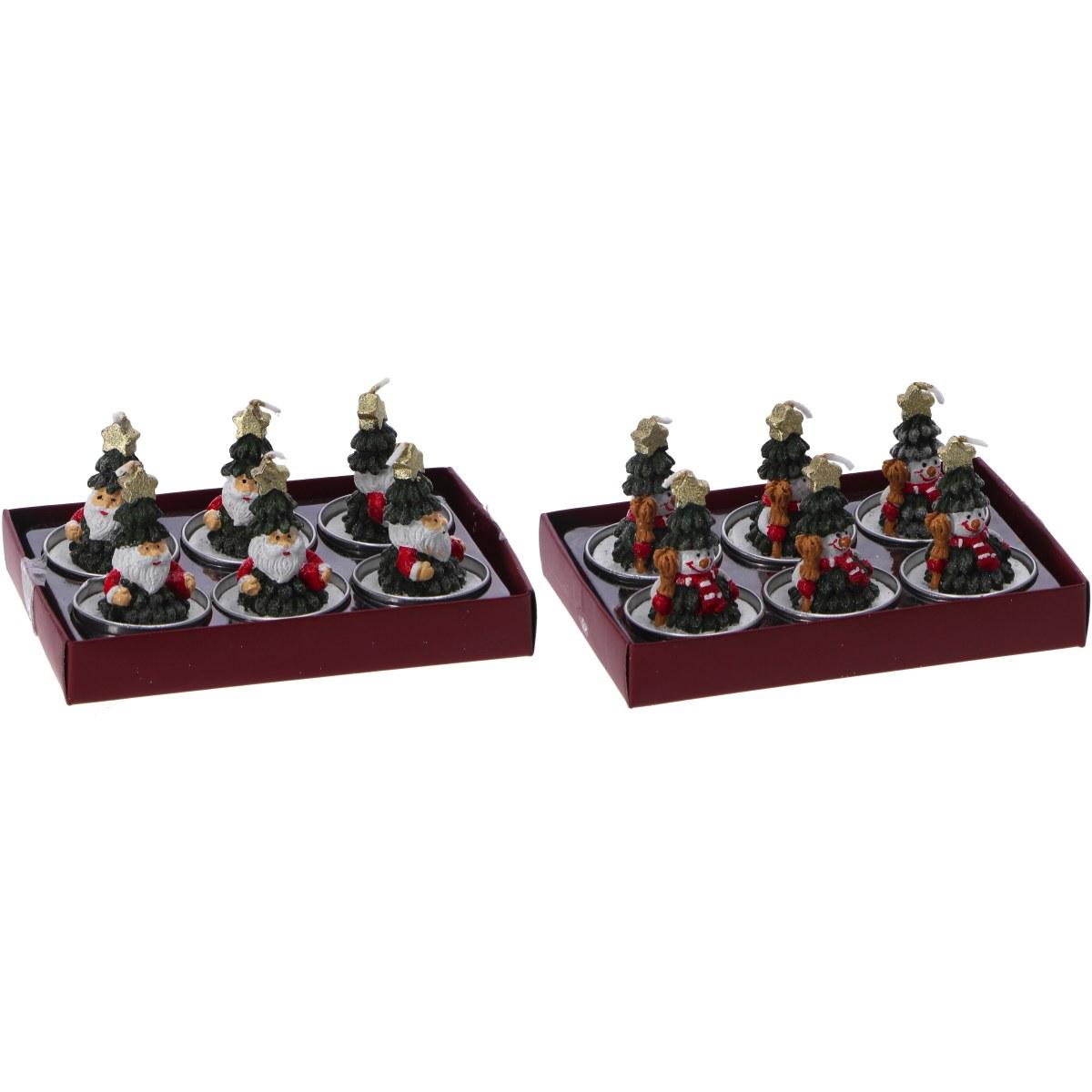 Set 6 candele segnaposto natalizio modello Babbo Natale d4 x h6 cm