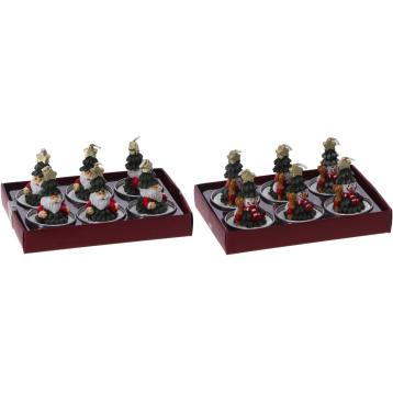 Set 6 candele segnaposto natalizio modello Babbo Natale d4 x h6 cm
