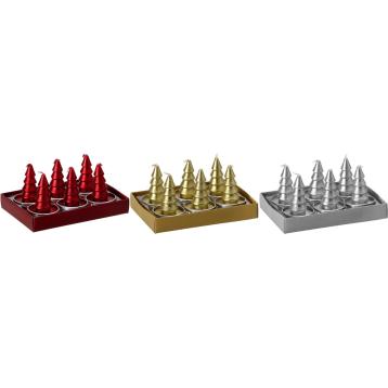 Set 6 candele segnaposto natalizio modello alberello d4 x h6 cm