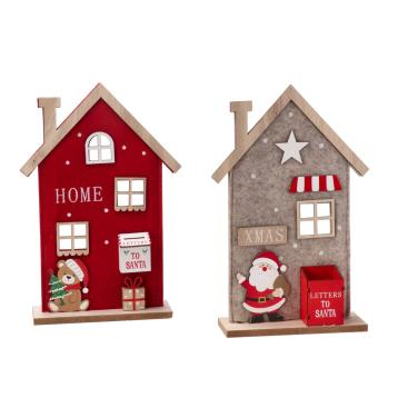 Decorazione natalizia in TNT con base in mdf modello casetta 18x6x h31 cm