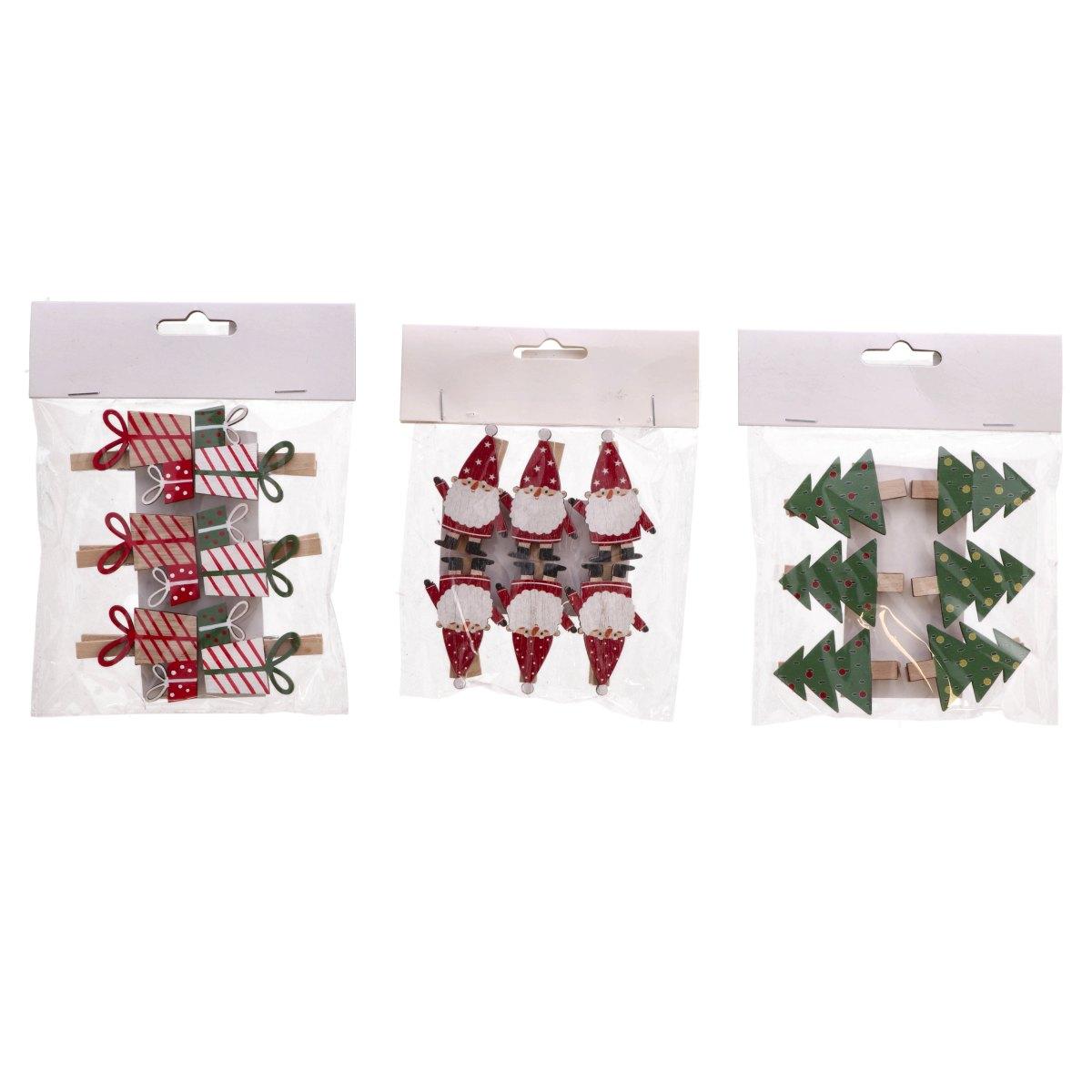 Set 6 mollette natalizie in mdf  4x5 cm