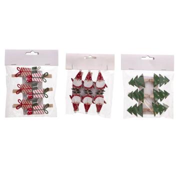 Set 6 mollette natalizie in mdf  4x5 cm
