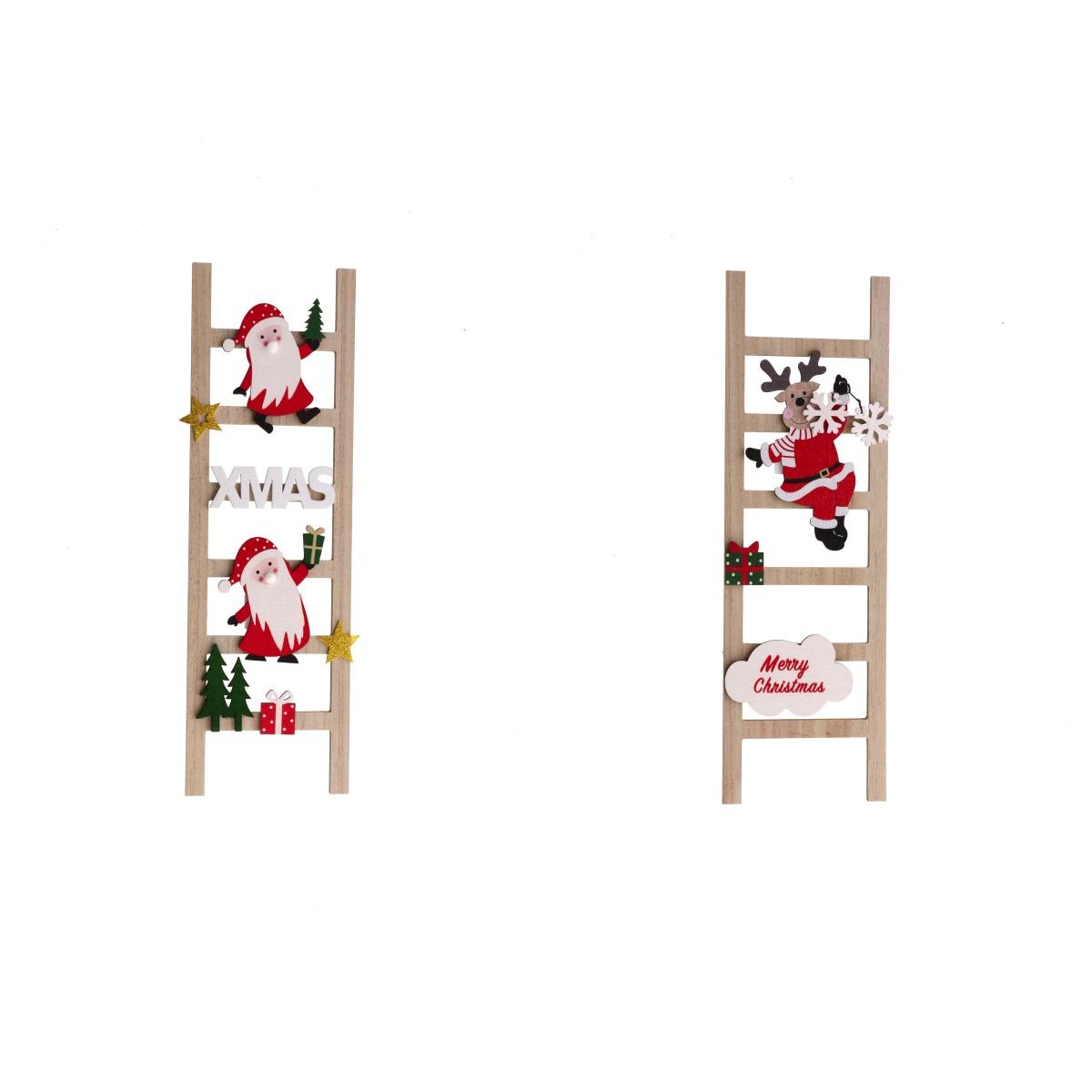 Decorazione natalizia in mdf modello scaletta 14x45 cm