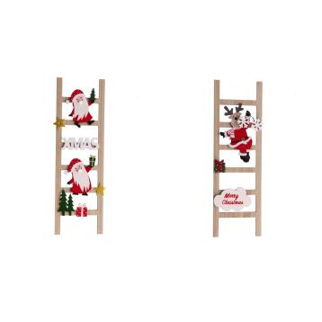 Decorazione natalizia in mdf modello scaletta 14x45 cm