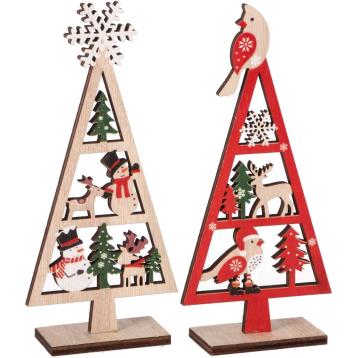 Decorazione natalizia in mdf modello albero 11x17 cm
