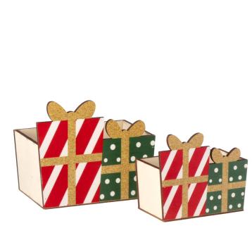 Set 2 contenitori in mdf 14x8x h13 cm 17x12x h16 cm