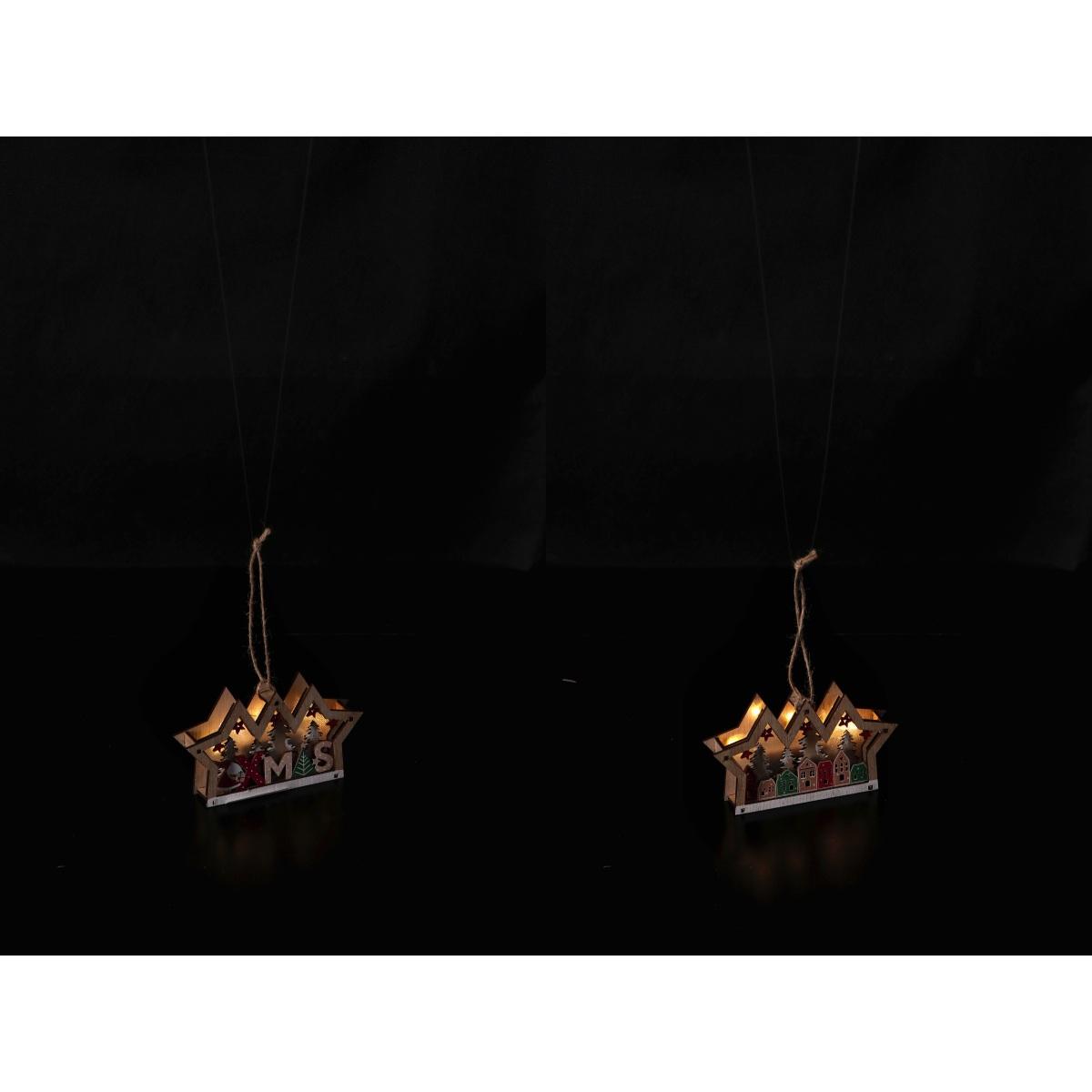 Decorazione natalizia in mdf modello casetta con 5 LED funzionamento a pila 2AAA 14x2,5x h8 cm