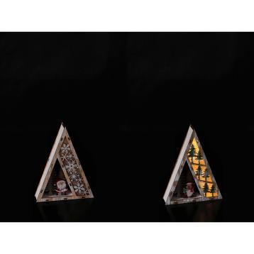 Decorazione natalizia in mdf modello albero con 8 LED funzionamento a pila 2AAA 15x4x h20 cm