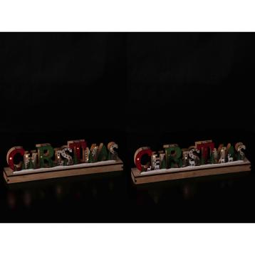 Decorazione natalizia in mdf con 8 LED funzionamento a pila 2AAA 35x5x h9 cm