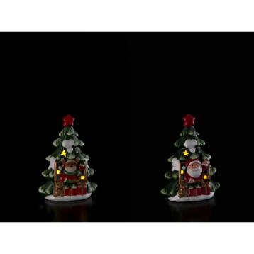 Decorazione in ceramica modello albero con LED funzionamento a pila 2LR44 9,5x6x h13,5 cm