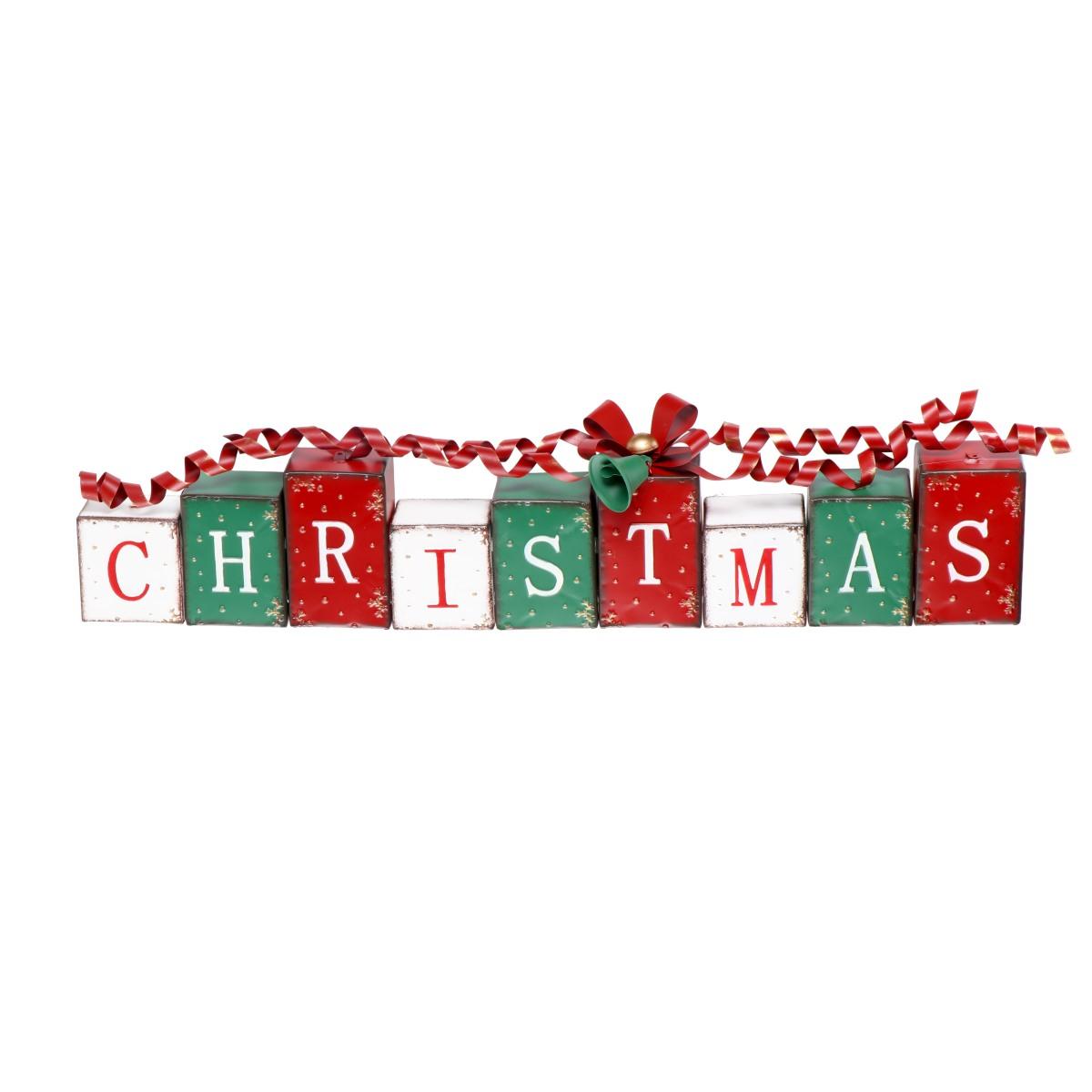 Decorazione in ferro modello scritta Christmas 8,5x6,5x h18 cm