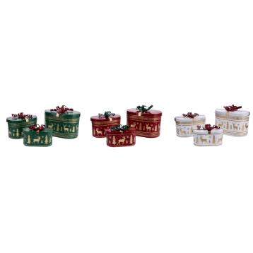 Set 3 scatole natalizie pacco dono in ferro 27x14,5x h17,5 cm / 32x19x h23 cm / 37x23x h30 cm