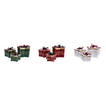 Set 3 scatole natalizie pacco dono in ferro modello stella 24x24x h15 cm / 29x29x h20 cm / 33x33x h26 cm
