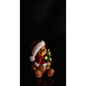 Decorazione natalizia modello Orso in resina con LED funzionamento a pila 2LR44 15,5x15x h24,5 cm