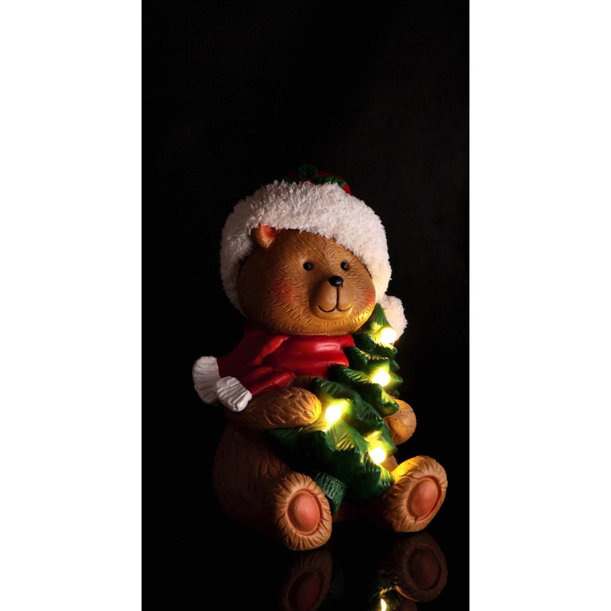 Orso in magnesia con 4 LED funzionamento a pila 3AAA 24x22x h36 cm