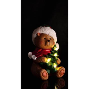Orso in magnesia con 4 LED funzionamento a pila 3AAA 24x22x h36 cm