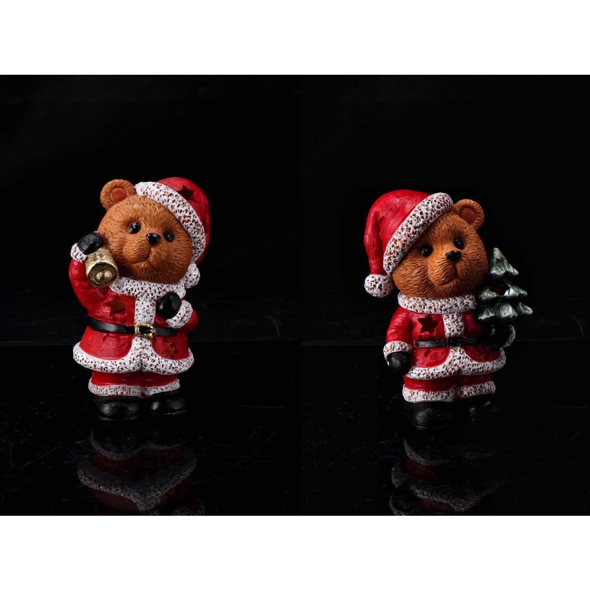 Orso in resina con 4 LED funzionamento a pila 2LR44 13,5x10x h19,5 cm