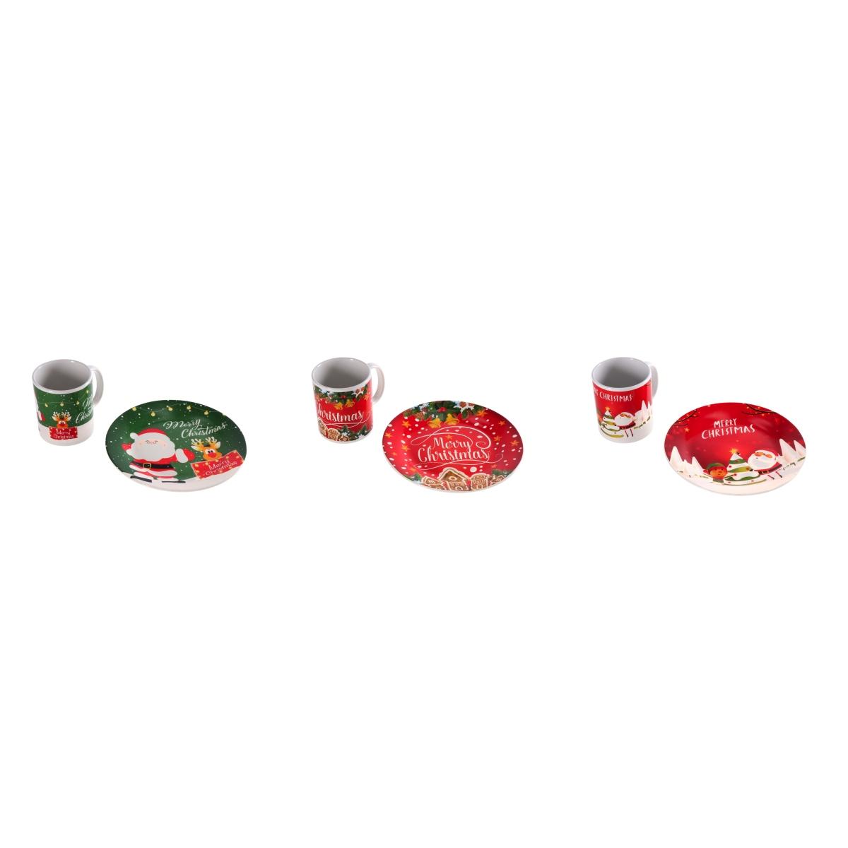 Tazza mug con piatto decorativo in ceramica natalizio tazza 325 ml d8 x h9,5 cm  piatto d19,5 cm