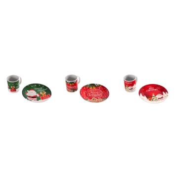 Tazza mug con piatto decorativo in ceramica natalizio tazza 325 ml d8 x h9,5 cm  piatto d19,5 cm