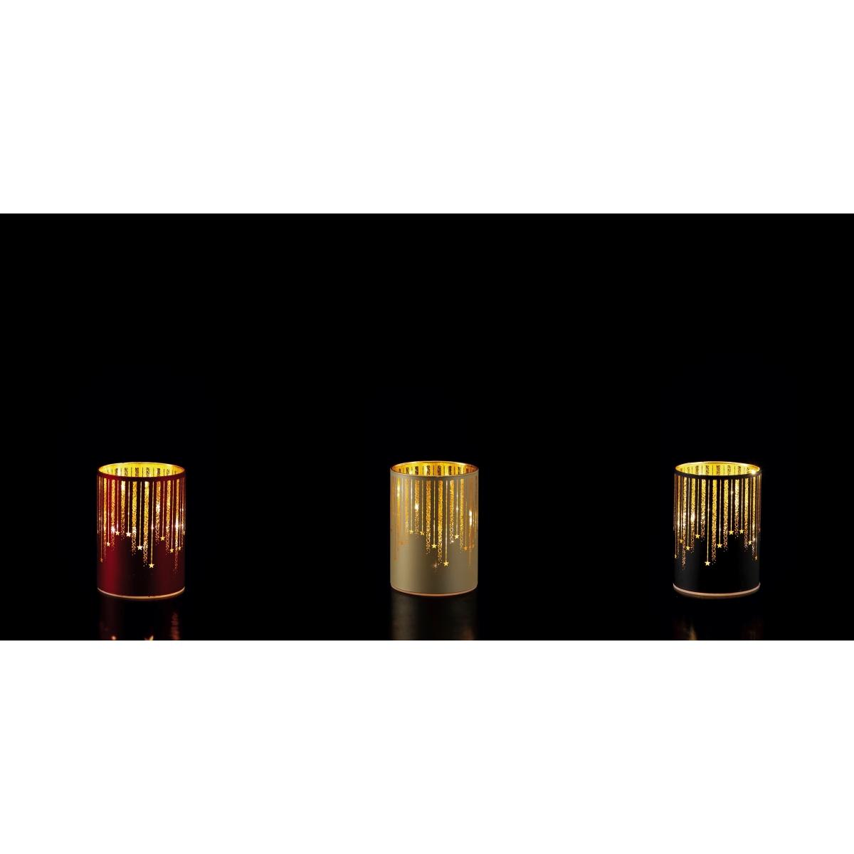Lampada natalizia cilindrica in vetro 10 LED d9x12 cm