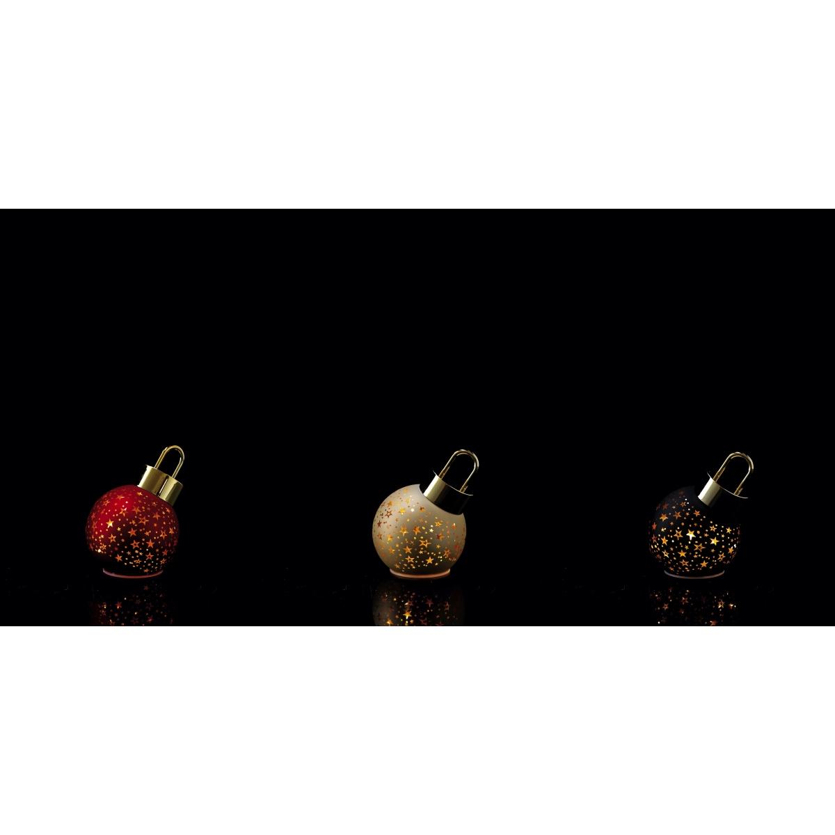Pallina di Natale in vetro con 8 LED funzionamento a pila 2AAA d10 cm