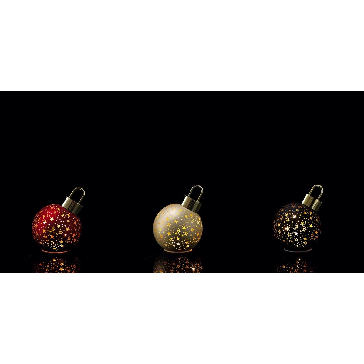 Pallina di Natale in vetro con 10 LED funzionamento a pila 3AAA d12 cm