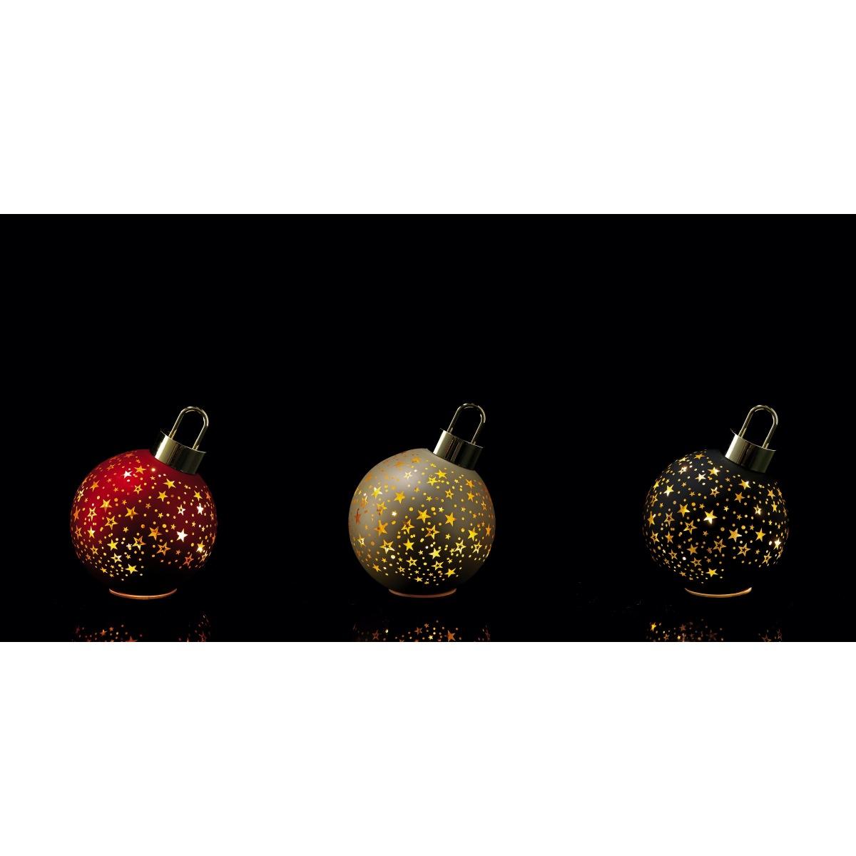 Pallina di Natale in vetro con 12 LED funzionamento a pila 3AAA d15 cm