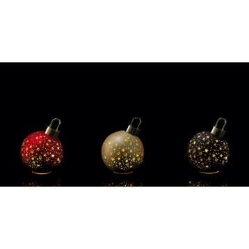 Pallina di Natale in vetro con 12 LED funzionamento a pila 3AAA d15 cm